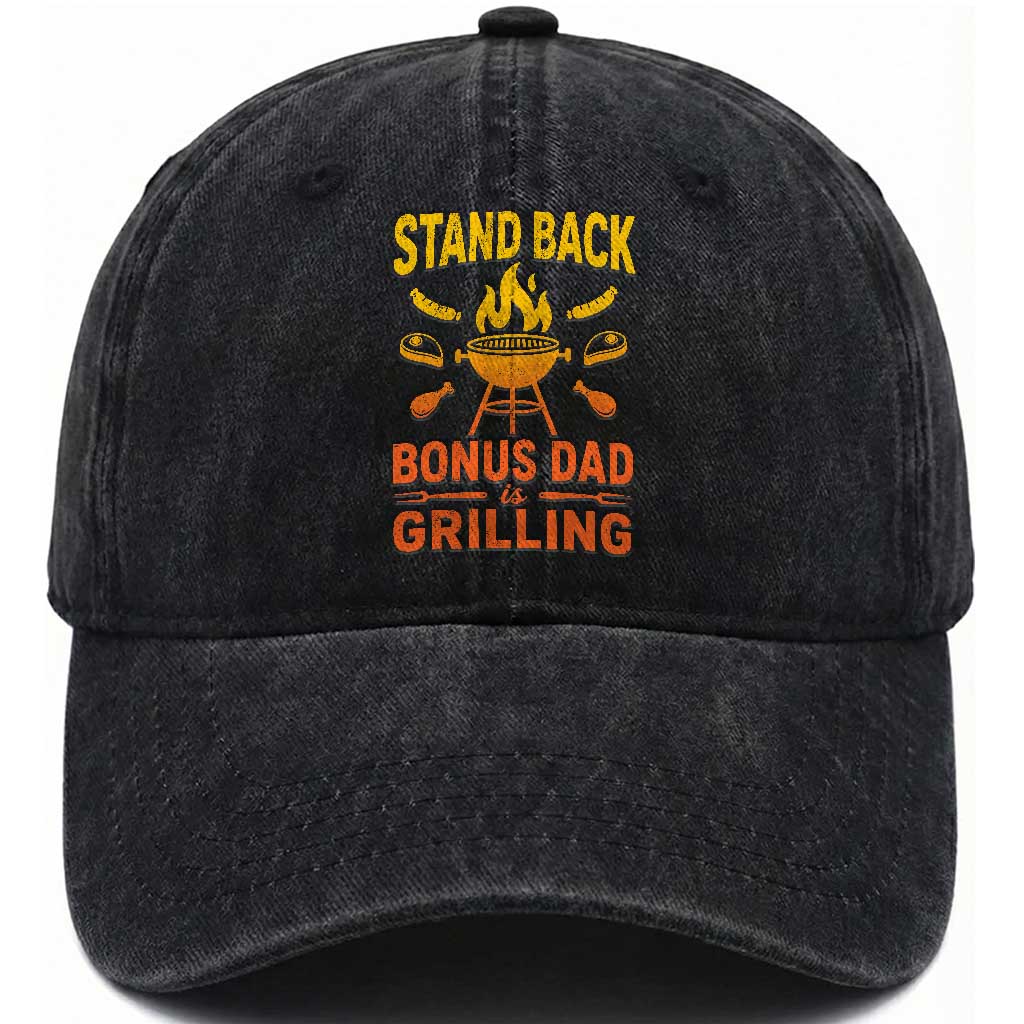 Funny Grilling Bonus Dad Washed Cotton Baseball Cap BBQ Stepdad Grill Masters Sarcastic