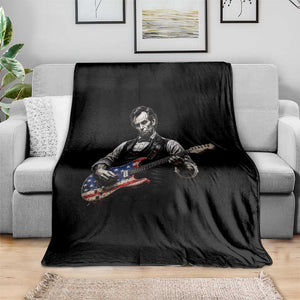 Vintage Abraham Lincoln Abe Lincoln Playing Guitar Throw Blanket Humor Patriotic TS10 Print Your Wear