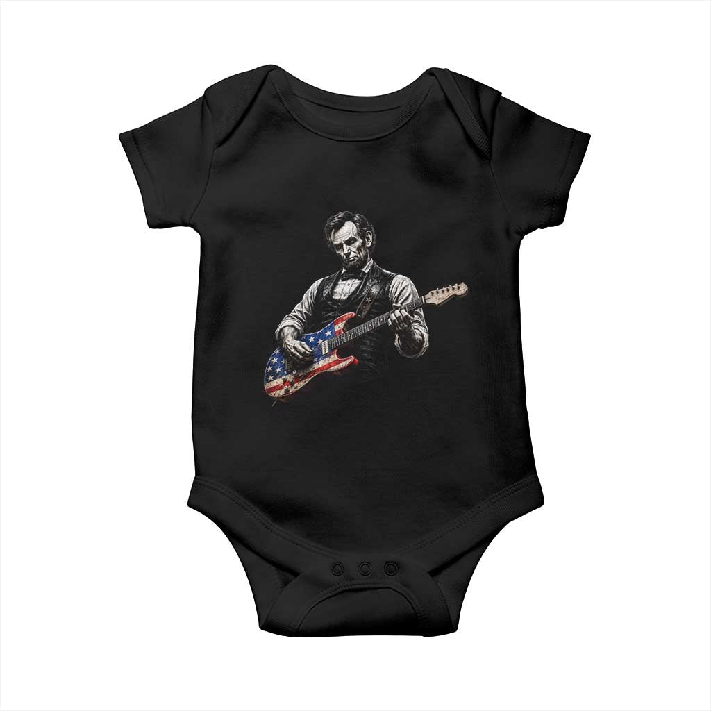 Vintage Abraham Lincoln Abe Lincoln Playing Guitar Baby Onesie Humor Patriotic TS10 Black Print Your Wear
