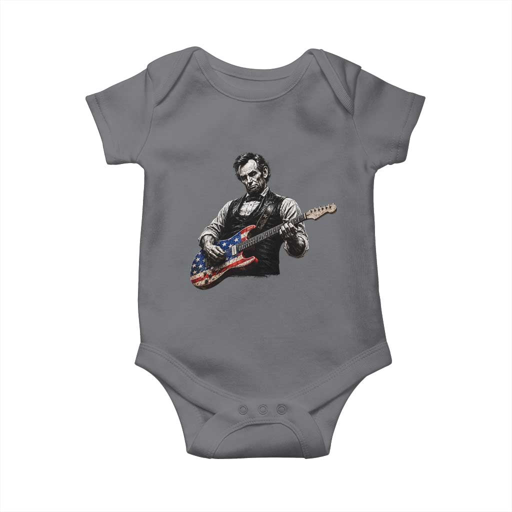 Vintage Abraham Lincoln Abe Lincoln Playing Guitar Baby Onesie Humor Patriotic TS10 Charcoal Print Your Wear