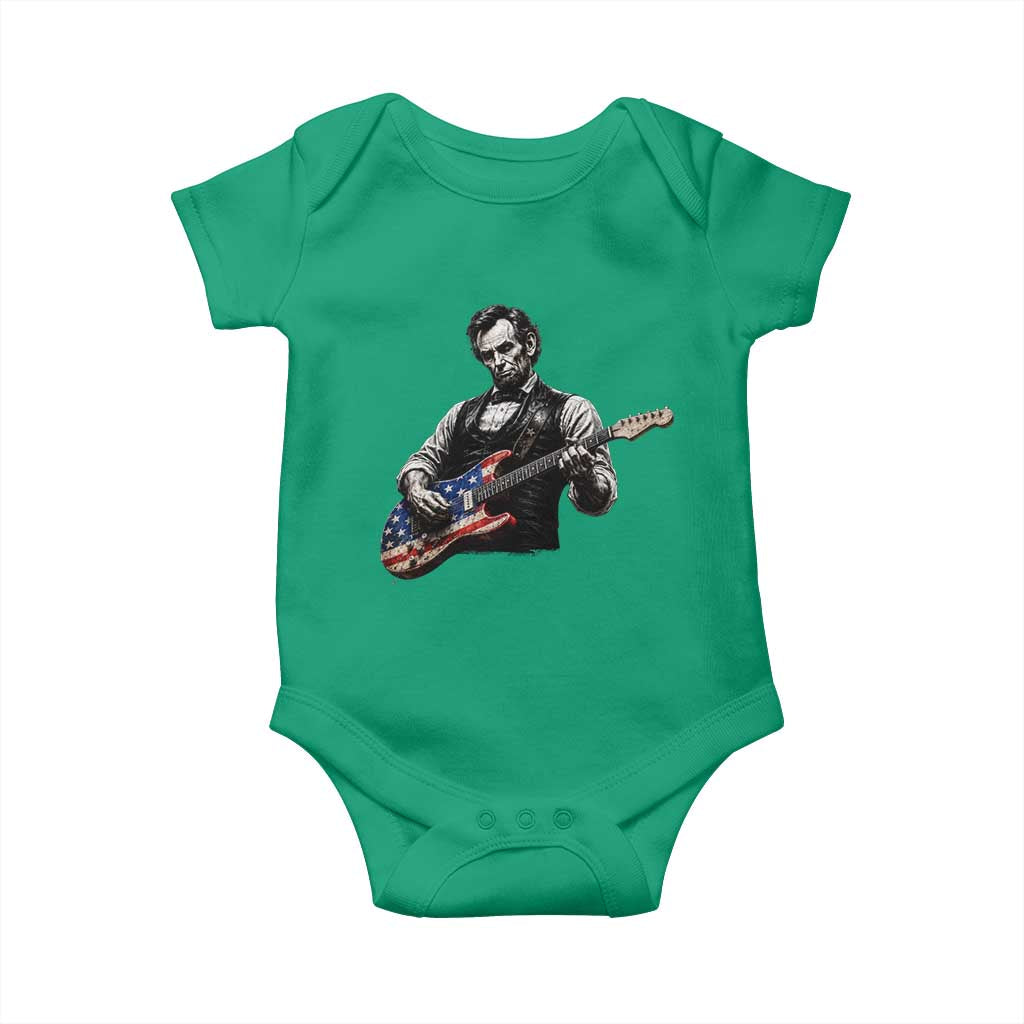 Vintage Abraham Lincoln Abe Lincoln Playing Guitar Baby Onesie Humor Patriotic TS10 Irish Green Print Your Wear
