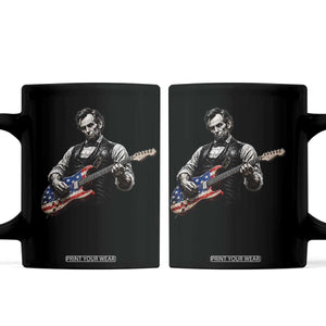 Vintage Abraham Lincoln Abe Lincoln Playing Guitar Coffee Mug Humor Patriotic TS10 Black Print Your Wear