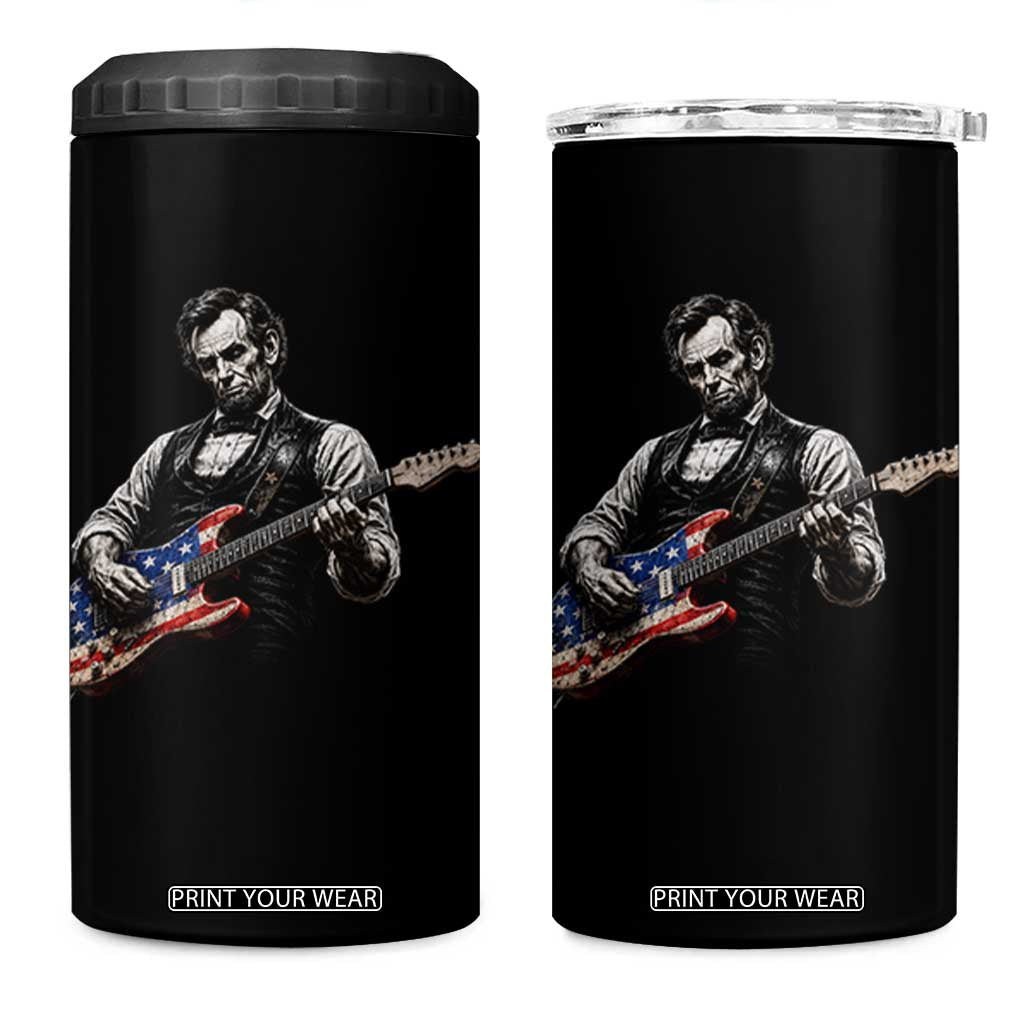 Vintage Abraham Lincoln Abe Lincoln Playing Guitar 4 in 1 Can Cooler Tumbler Humor Patriotic TS10 One Size: 16 oz Black Print Your Wear