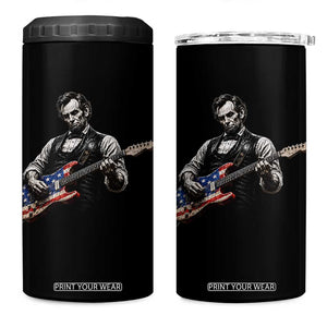 Vintage Abraham Lincoln Abe Lincoln Playing Guitar 4 in 1 Can Cooler Tumbler Humor Patriotic TS10 One Size: 16 oz Black Print Your Wear