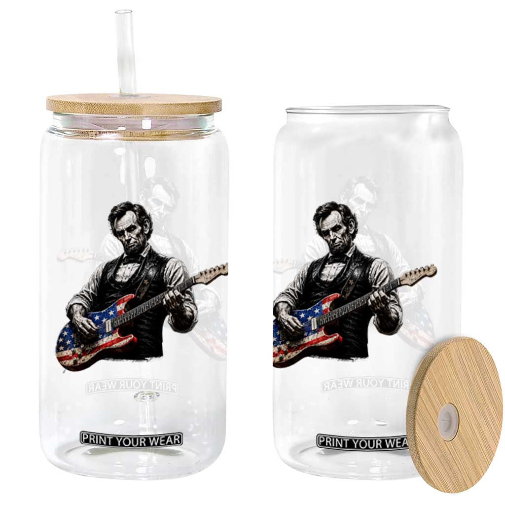 Vintage Abraham Lincoln Abe Lincoln Playing Guitar Glass Can Humor Patriotic TS10 Print Your Wear