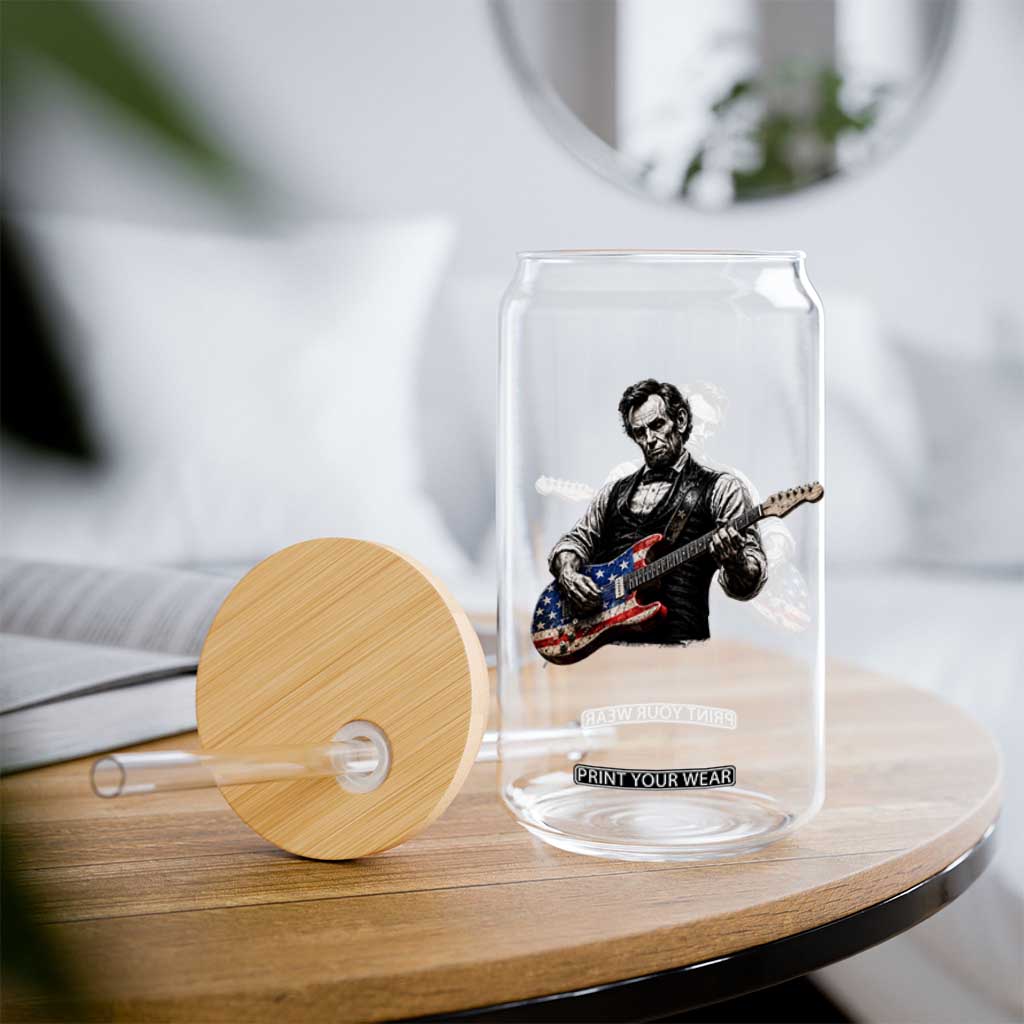 Vintage Abraham Lincoln Abe Lincoln Playing Guitar Glass Can Humor Patriotic TS10 Print Your Wear