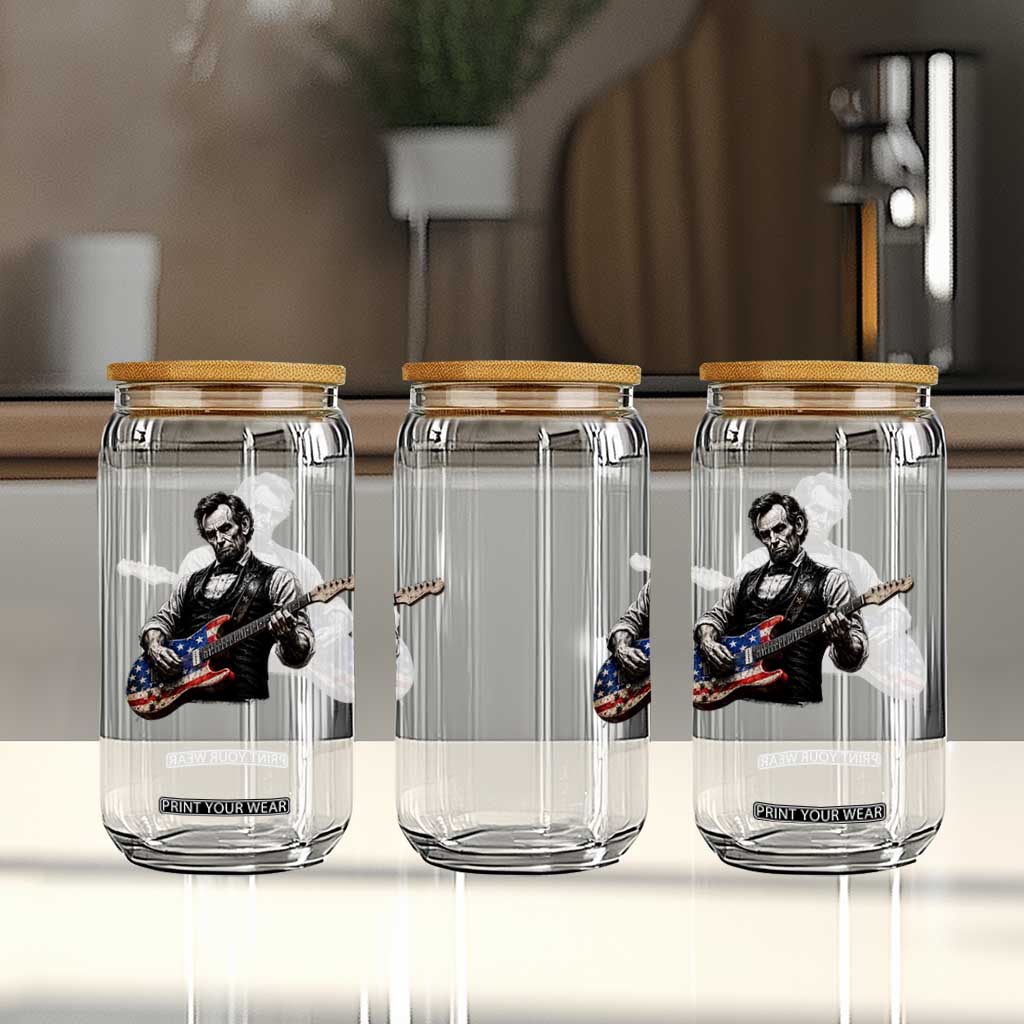 Vintage Abraham Lincoln Abe Lincoln Playing Guitar Glass Can Humor Patriotic TS10 Print Your Wear
