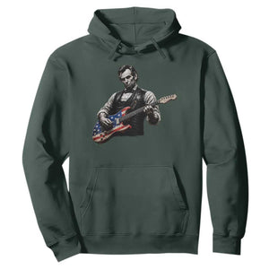 Vintage Abraham Lincoln Abe Lincoln Playing Guitar Hoodie Humor Patriotic TS10 Dark Forest Green Print Your Wear