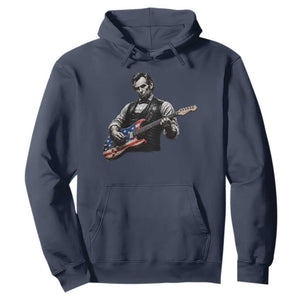 Vintage Abraham Lincoln Abe Lincoln Playing Guitar Hoodie Humor Patriotic TS10 Navy Print Your Wear