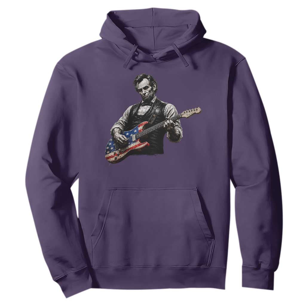 Vintage Abraham Lincoln Abe Lincoln Playing Guitar Hoodie Humor Patriotic TS10 Purple Print Your Wear