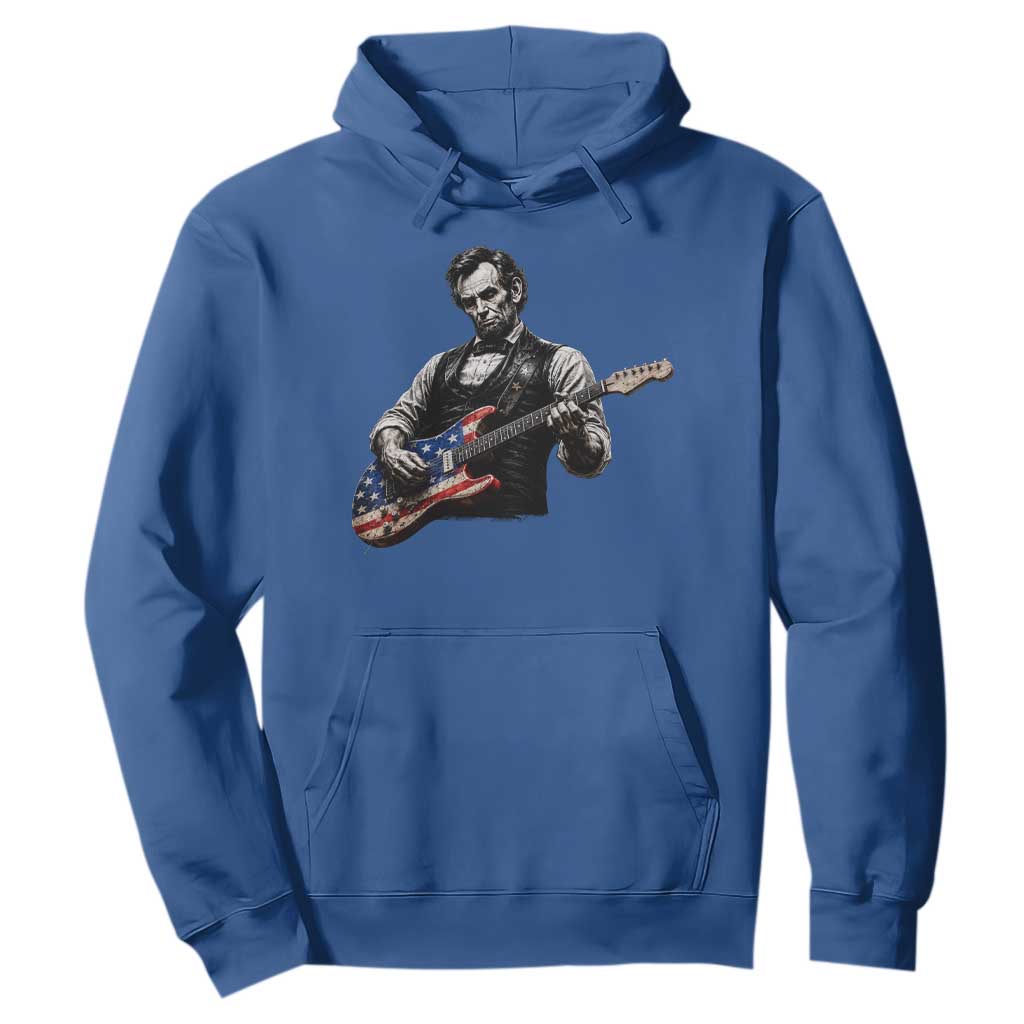 Vintage Abraham Lincoln Abe Lincoln Playing Guitar Hoodie Humor Patriotic TS10 Royal Blue Print Your Wear