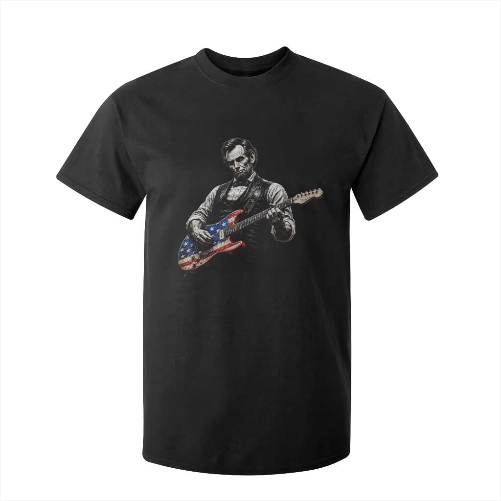 Vintage Abraham Lincoln Abe Lincoln Playing Guitar T Shirt For Kid Humor Patriotic TS10 Black Print Your Wear