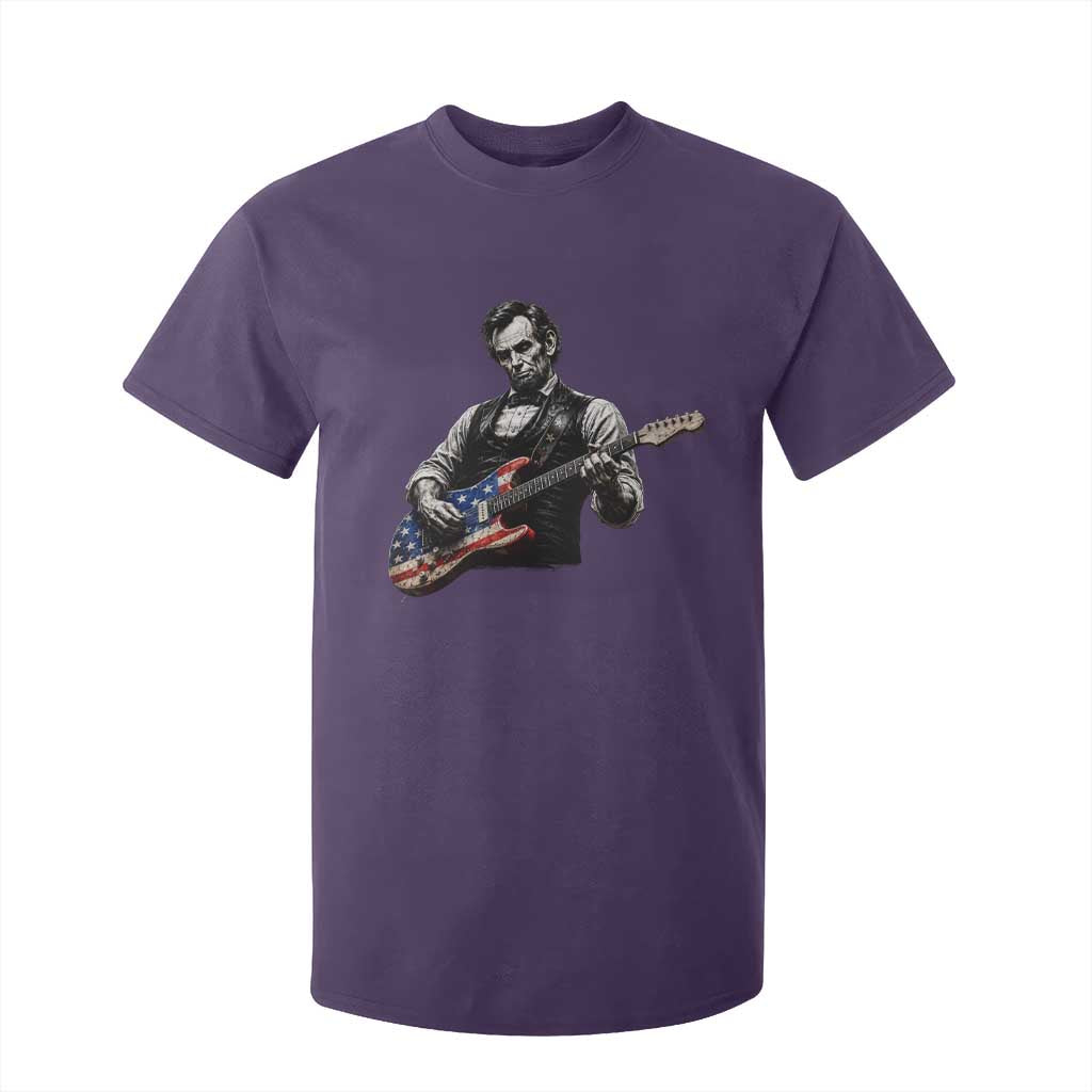 Vintage Abraham Lincoln Abe Lincoln Playing Guitar T Shirt For Kid Humor Patriotic TS10 Purple Print Your Wear