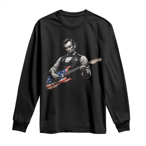 Vintage Abraham Lincoln Abe Lincoln Playing Guitar Long Sleeve Shirt Humor Patriotic TS10 Black Print Your Wear