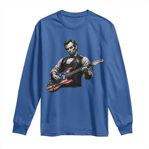 Vintage Abraham Lincoln Abe Lincoln Playing Guitar Long Sleeve Shirt Humor Patriotic TS10 Royal Blue Print Your Wear