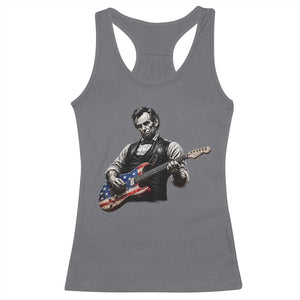 Vintage Abraham Lincoln Abe Lincoln Playing Guitar Racerback Tank Top Humor Patriotic TS10 Charcoal Print Your Wear