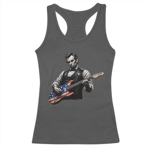 Vintage Abraham Lincoln Abe Lincoln Playing Guitar Racerback Tank Top Humor Patriotic TS10 Dark Heather Print Your Wear