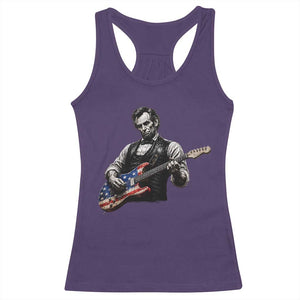 Vintage Abraham Lincoln Abe Lincoln Playing Guitar Racerback Tank Top Humor Patriotic TS10 Purple Print Your Wear