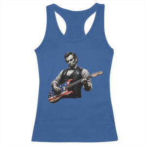 Vintage Abraham Lincoln Abe Lincoln Playing Guitar Racerback Tank Top Humor Patriotic TS10 Royal Blue Print Your Wear