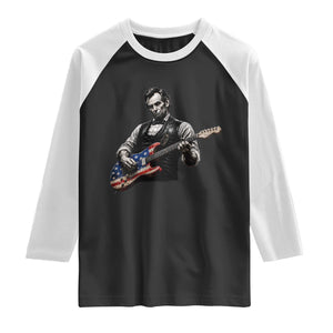 Vintage Abraham Lincoln Abe Lincoln Playing Guitar Raglan Shirt Humor Patriotic TS10 Black White Print Your Wear