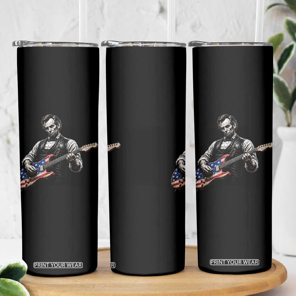 Vintage Abraham Lincoln Abe Lincoln Playing Guitar Skinny Tumbler Humor Patriotic TS10 Print Your Wear
