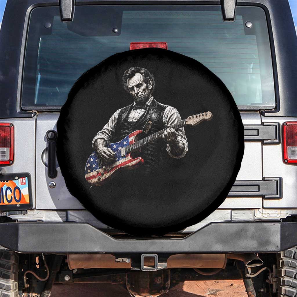 Vintage Abraham Lincoln Abe Lincoln Playing Guitar Spare Tire Cover Humor Patriotic TS10 No hole Black Print Your Wear