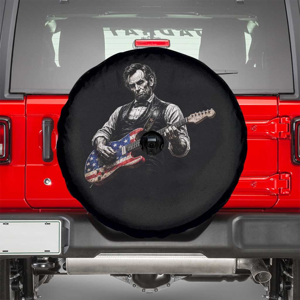 Vintage Abraham Lincoln Abe Lincoln Playing Guitar Spare Tire Cover Humor Patriotic TS10 Black Print Your Wear