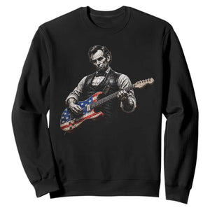 Vintage Abraham Lincoln Abe Lincoln Playing Guitar Sweatshirt Humor Patriotic TS10 Black Print Your Wear