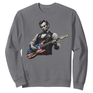 Vintage Abraham Lincoln Abe Lincoln Playing Guitar Sweatshirt Humor Patriotic TS10 Charcoal Print Your Wear