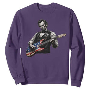 Vintage Abraham Lincoln Abe Lincoln Playing Guitar Sweatshirt Humor Patriotic TS10 Purple Print Your Wear
