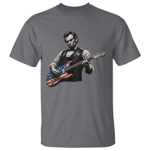 Vintage Abraham Lincoln Abe Lincoln Playing Guitar T Shirt Humor Patriotic TS10 Charcoal Print Your Wear