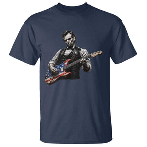 Vintage Abraham Lincoln Abe Lincoln Playing Guitar T Shirt Humor Patriotic TS10 Navy Print Your Wear