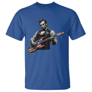 Vintage Abraham Lincoln Abe Lincoln Playing Guitar T Shirt Humor Patriotic TS10 Royal Blue Print Your Wear