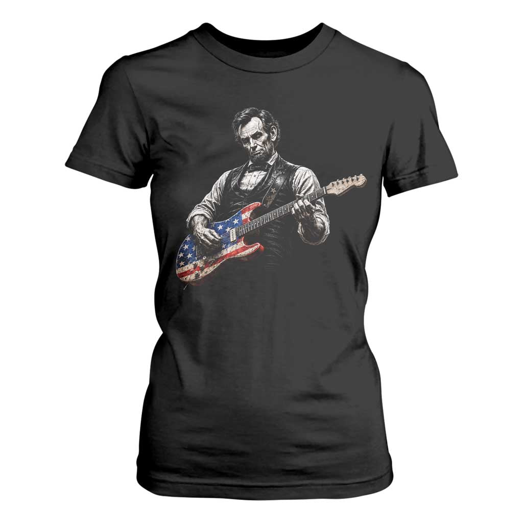 Vintage Abraham Lincoln Abe Lincoln Playing Guitar T Shirt For Women Humor Patriotic TS10 Black Print Your Wear