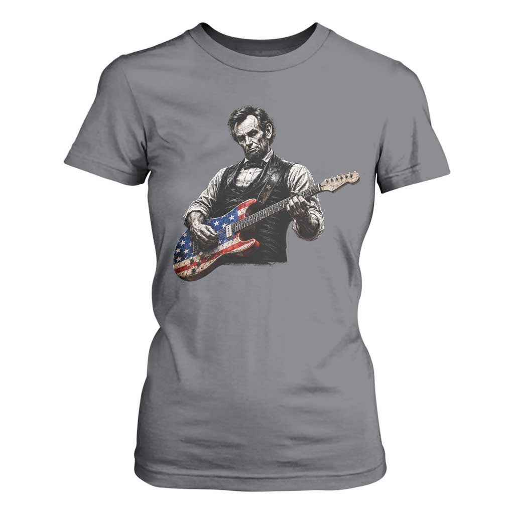 Vintage Abraham Lincoln Abe Lincoln Playing Guitar T Shirt For Women Humor Patriotic TS10 Charcoal Print Your Wear