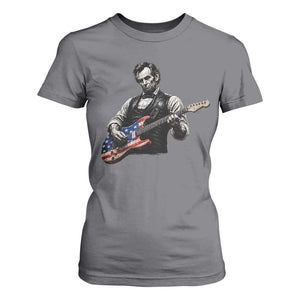 Vintage Abraham Lincoln Abe Lincoln Playing Guitar T Shirt For Women Humor Patriotic TS10 Charcoal Print Your Wear