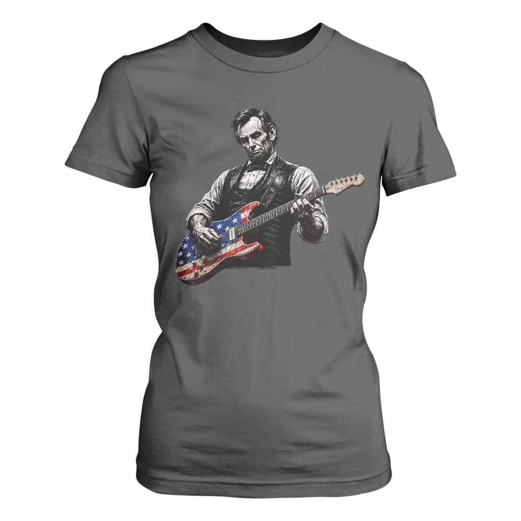 Vintage Abraham Lincoln Abe Lincoln Playing Guitar T Shirt For Women Humor Patriotic TS10 Dark Heather Print Your Wear