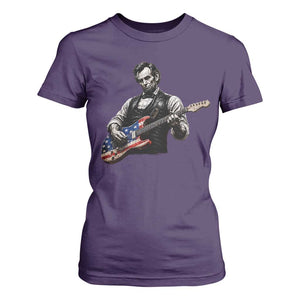 Vintage Abraham Lincoln Abe Lincoln Playing Guitar T Shirt For Women Humor Patriotic TS10 Purple Print Your Wear