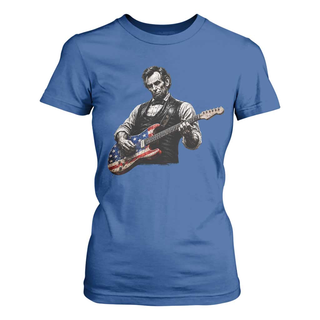 Vintage Abraham Lincoln Abe Lincoln Playing Guitar T Shirt For Women Humor Patriotic TS10 Royal Blue Print Your Wear