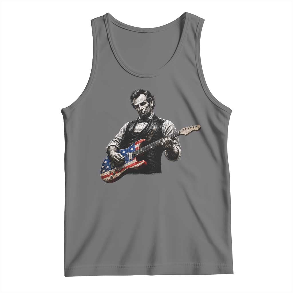 Vintage Abraham Lincoln Abe Lincoln Playing Guitar Tank Top Humor Patriotic TS10 Black Heather Print Your Wear