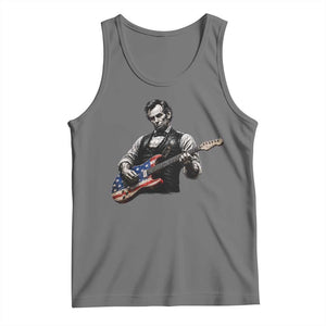 Vintage Abraham Lincoln Abe Lincoln Playing Guitar Tank Top Humor Patriotic TS10 Black Heather Print Your Wear