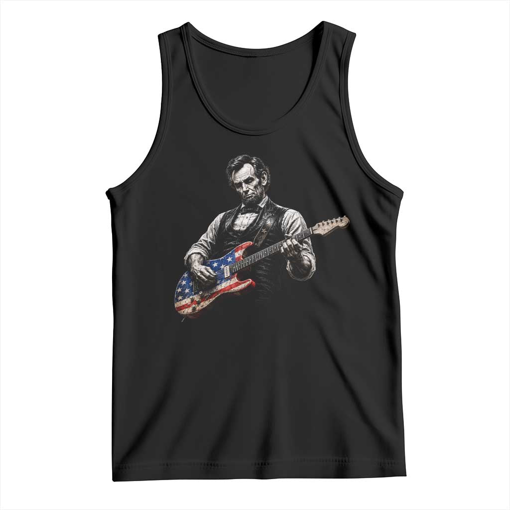 Vintage Abraham Lincoln Abe Lincoln Playing Guitar Tank Top Humor Patriotic TS10 Black Print Your Wear