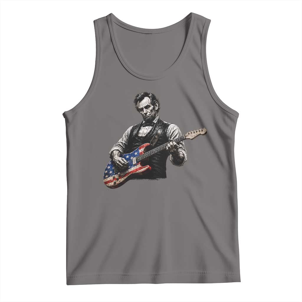Vintage Abraham Lincoln Abe Lincoln Playing Guitar Tank Top Humor Patriotic TS10 Deep Heather Print Your Wear