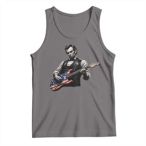Vintage Abraham Lincoln Abe Lincoln Playing Guitar Tank Top Humor Patriotic TS10 Deep Heather Print Your Wear