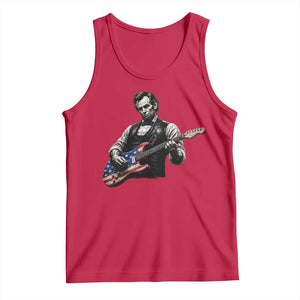 Vintage Abraham Lincoln Abe Lincoln Playing Guitar Tank Top Humor Patriotic TS10 Red Print Your Wear