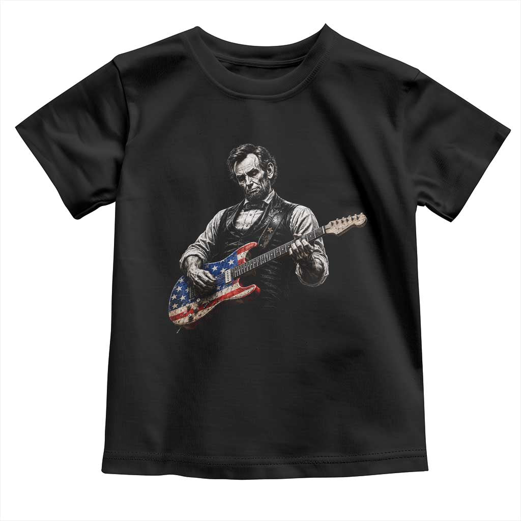 Vintage Abraham Lincoln Abe Lincoln Playing Guitar Toddler T Shirt Humor Patriotic TS10 Black Print Your Wear