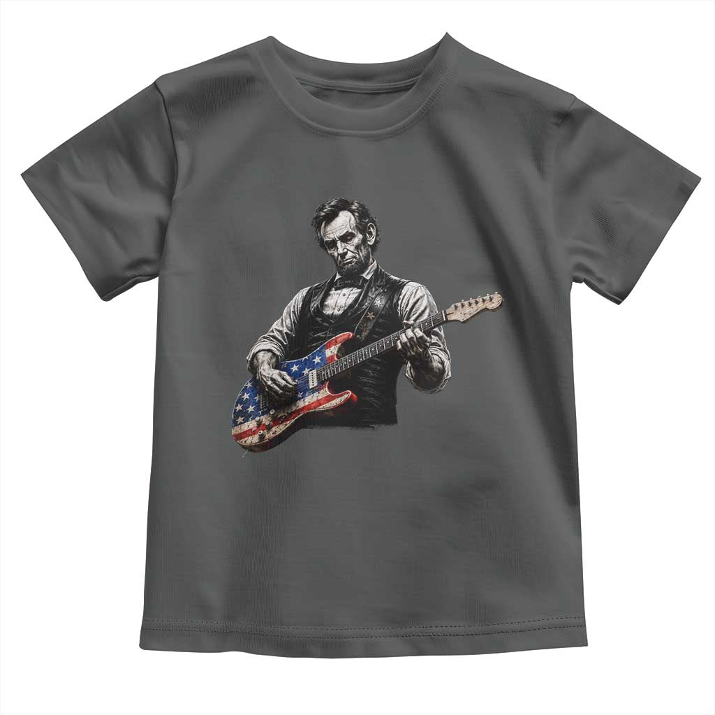 Vintage Abraham Lincoln Abe Lincoln Playing Guitar Toddler T Shirt Humor Patriotic TS10 Dark Heather Print Your Wear