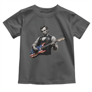 Vintage Abraham Lincoln Abe Lincoln Playing Guitar Toddler T Shirt Humor Patriotic TS10 Dark Heather Print Your Wear