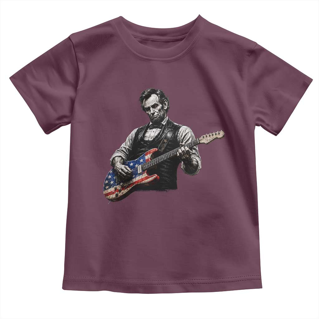 Vintage Abraham Lincoln Abe Lincoln Playing Guitar Toddler T Shirt Humor Patriotic TS10 Maroon Print Your Wear