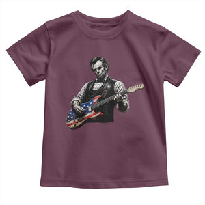 Vintage Abraham Lincoln Abe Lincoln Playing Guitar Toddler T Shirt Humor Patriotic TS10 Maroon Print Your Wear
